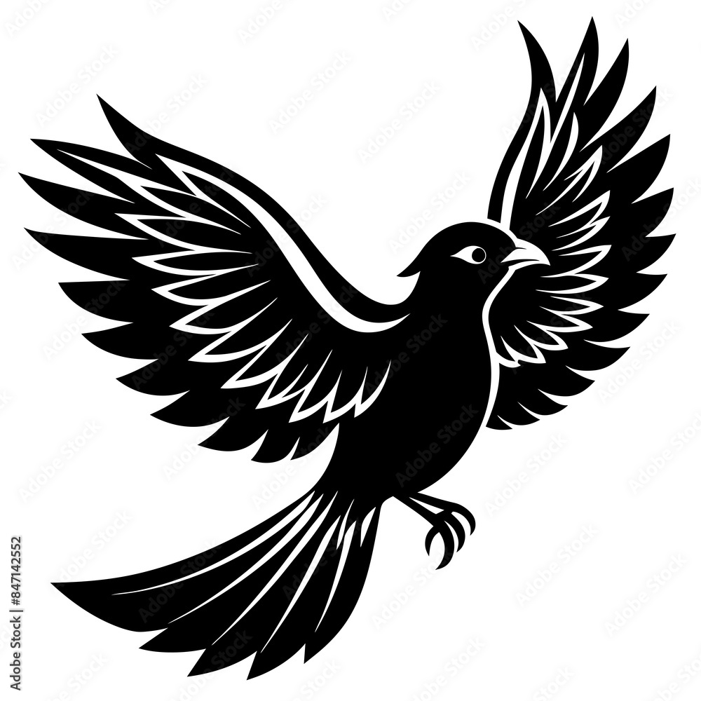 Fototapeta premium a graceful silhouette of a bird in flight with vector illustration