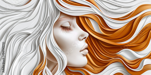 Abstraktes Gesicht einer Frau als künstlerischer Vektor Zeichnung in schönen weiß und braun Farbton
