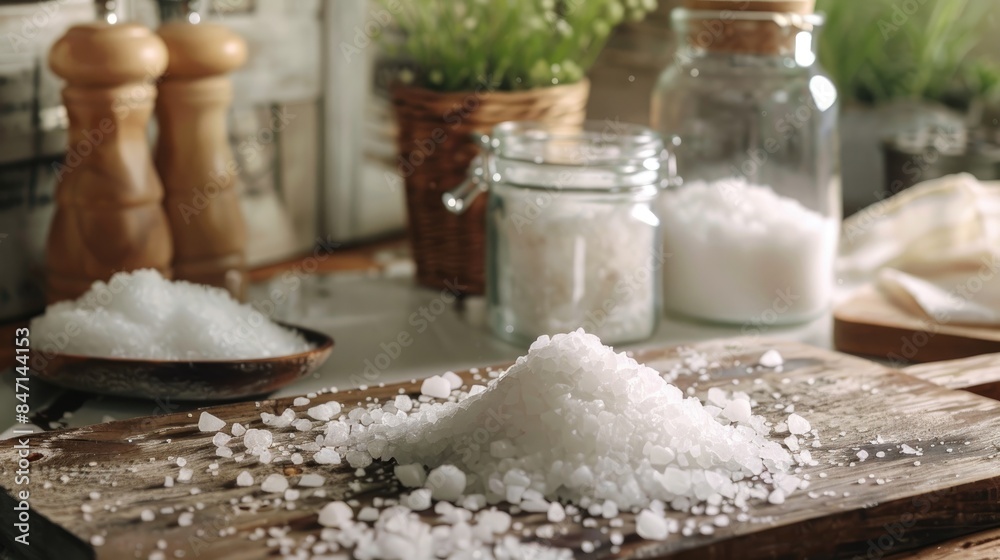 Large white salt crystals for cooking and large sea salt for pickling and cooking