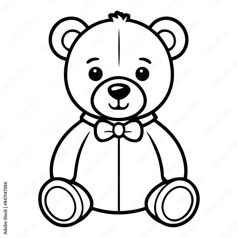 Cute teddy bear, black outline on transparent or white background, vector illustration Cute teddy bear, black outline on transparent or white background, vector illustration