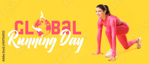 Young woman in sportswear g...