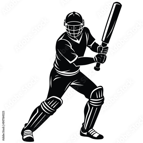 Silhouette of a Cricket player