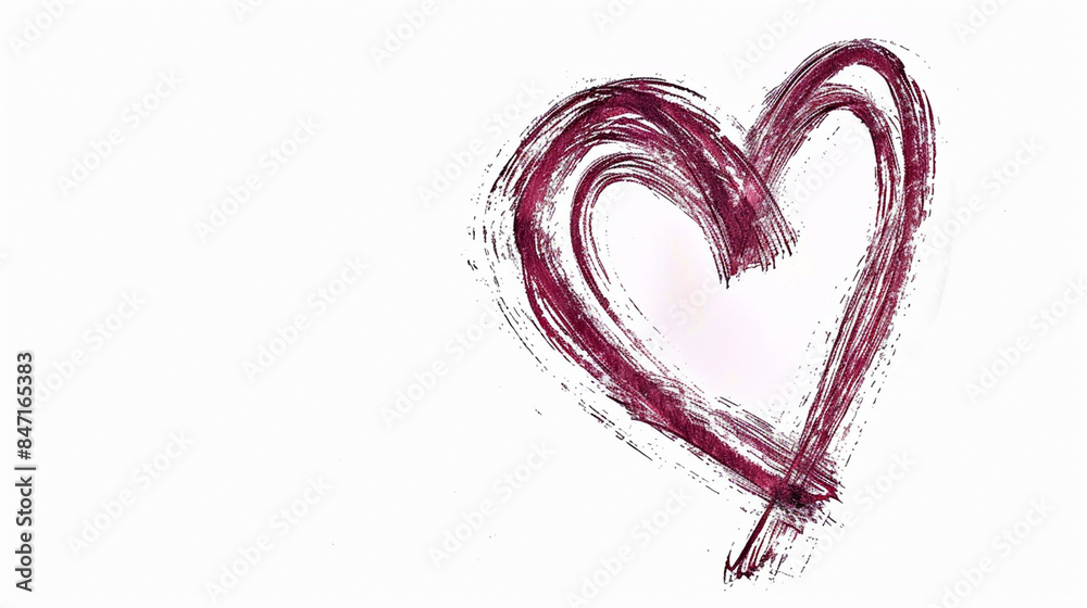 wide horizontal valentine day background image of maroon color abstract heart shape line drawing sketch drawn on a white background with empty space for texts wide horizontal valentine day background image of maroon color abstract heart shape line drawing sketch drawn on a white background with empty space for texts