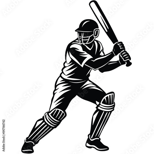Silhouette of a Cricket player