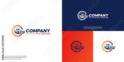 automotive garage logo, car speed adjustment, logo design template.