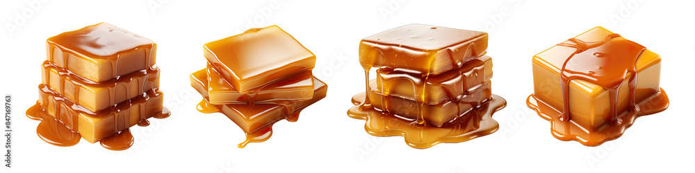 Collection set of caramel isolated on transparent background Collection set of caramel isolated on transparent background