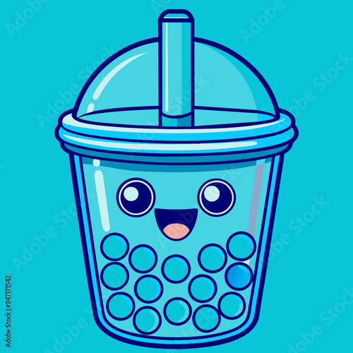 Bubble tea cup design, Milk tea, yummy drinks, coffees and soft drink doodle style, AI Generative