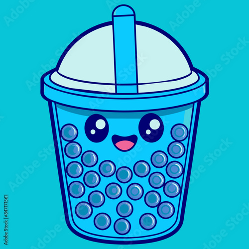 Bubble tea cup design, Milk tea, yummy drinks, coffees and soft drink doodle style, AI Generative