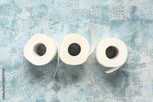 Rolls of toilet paper on bl...