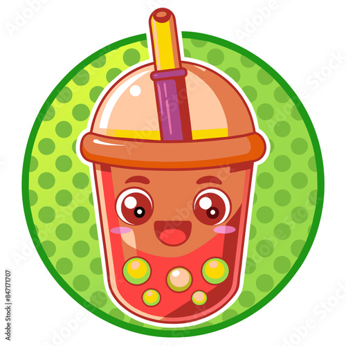 Bubble tea cup design, Milk tea, yummy drinks, coffees and soft drink doodle style, AI Generative