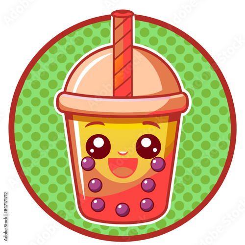 Bubble tea cup design, Milk tea, yummy drinks, coffees and soft drink doodle style, AI Generative