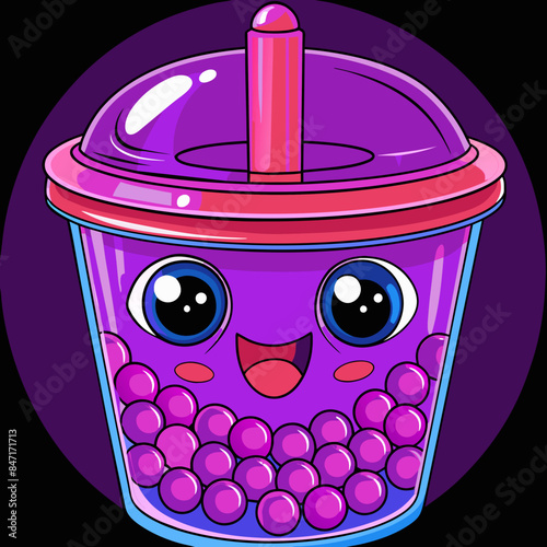 Bubble tea cup design, Milk tea, yummy drinks, coffees and soft drink doodle style, AI Generative