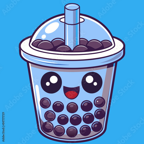 Bubble tea cup design, Milk tea, yummy drinks, coffees and soft drink doodle style, AI Generative