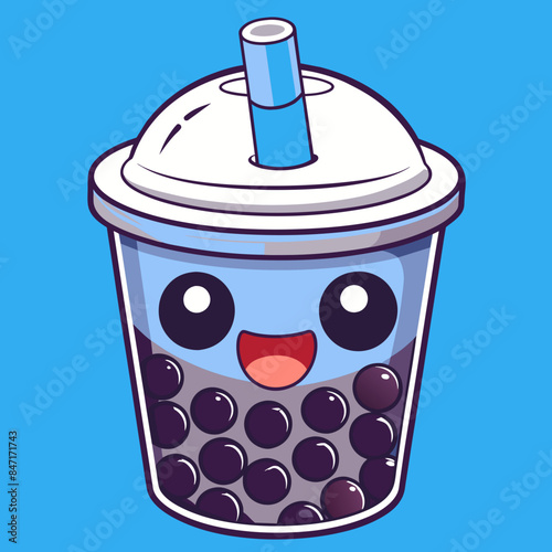 Bubble tea cup design, Milk tea, yummy drinks, coffees and soft drink doodle style, AI Generative