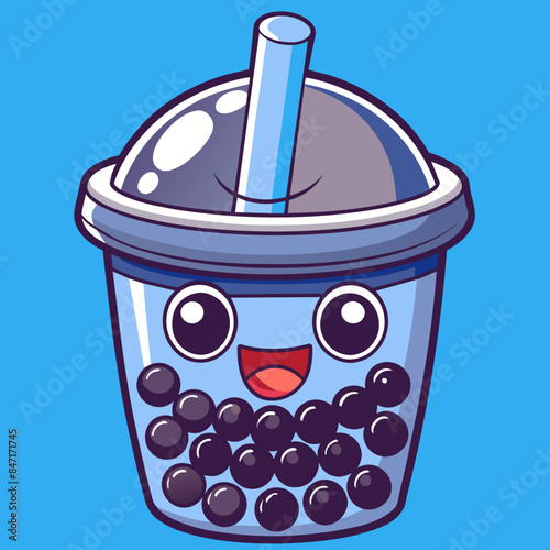 Bubble tea cup design, Milk tea, yummy drinks, coffees and soft drink doodle style, AI Generative