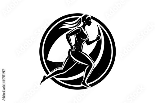 lady running logo vector illustration