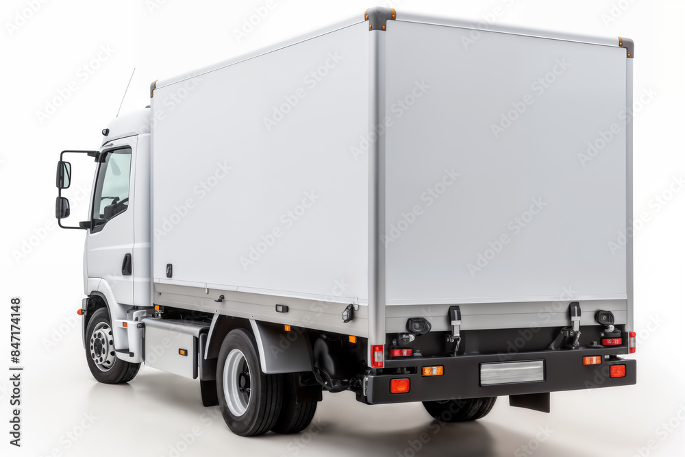A clean white truck on white background, one object A clean white truck on white background, one object