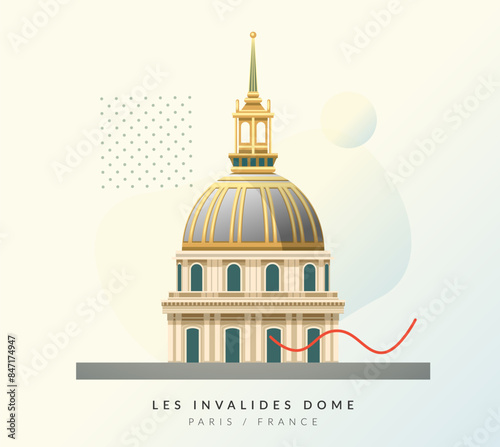 The Dome des Invalides - Paris, France - Stock Illustration
