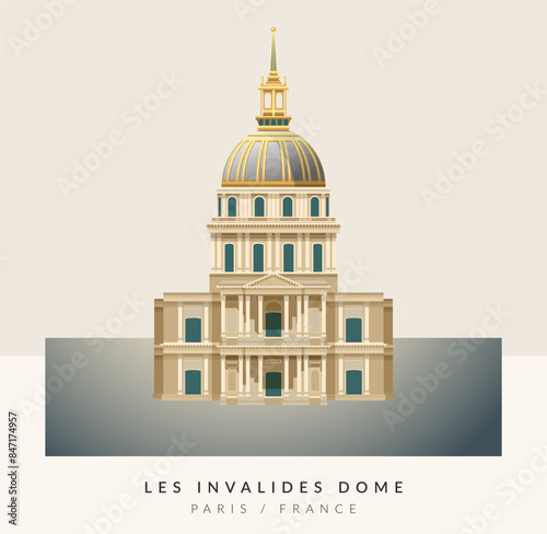 The Dome des Invalides - Paris, France - Stock Illustration