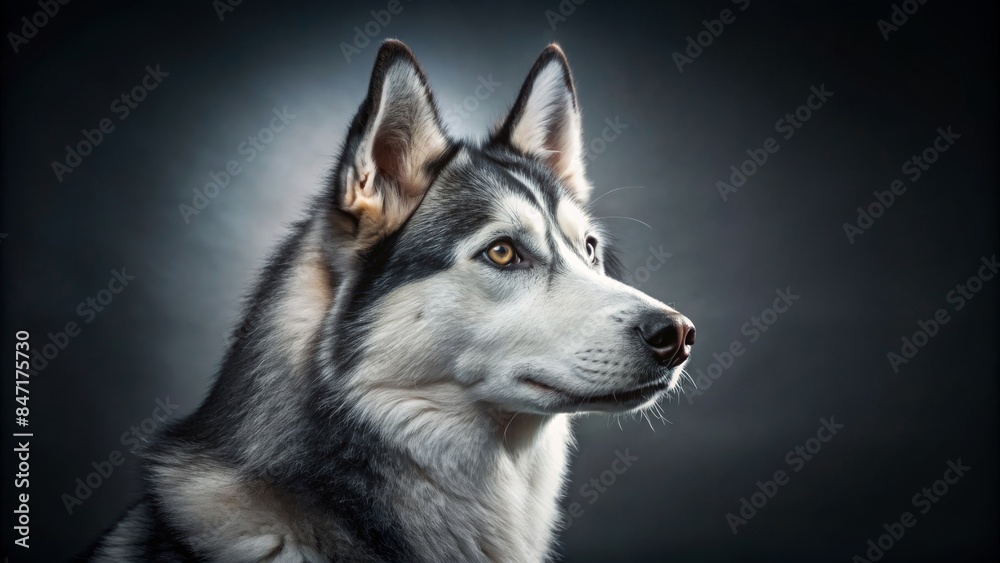 Majestic Siberian Husky Portrait Against Dark Background Majestic Siberian Husky Portrait Against Dark Background