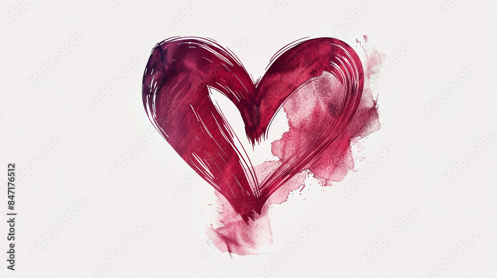 wide horizontal valentine day background image of maroon color abstract heart shape line drawing sketch drawn on a white background with empty space for texts wide horizontal valentine day background image of maroon color abstract heart shape line drawing sketch drawn on a white background with empty space for texts