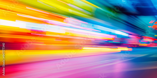 Leuchtfarbener Hintergrund in Neon Farben und einzigartigen Design als Explosion im Querformat für Banner photo
