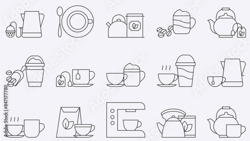 Coffee linear icon collection. Editable stroke. Vector illustration