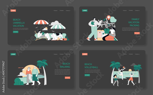 Summer Activities. Flat Vector Illustration