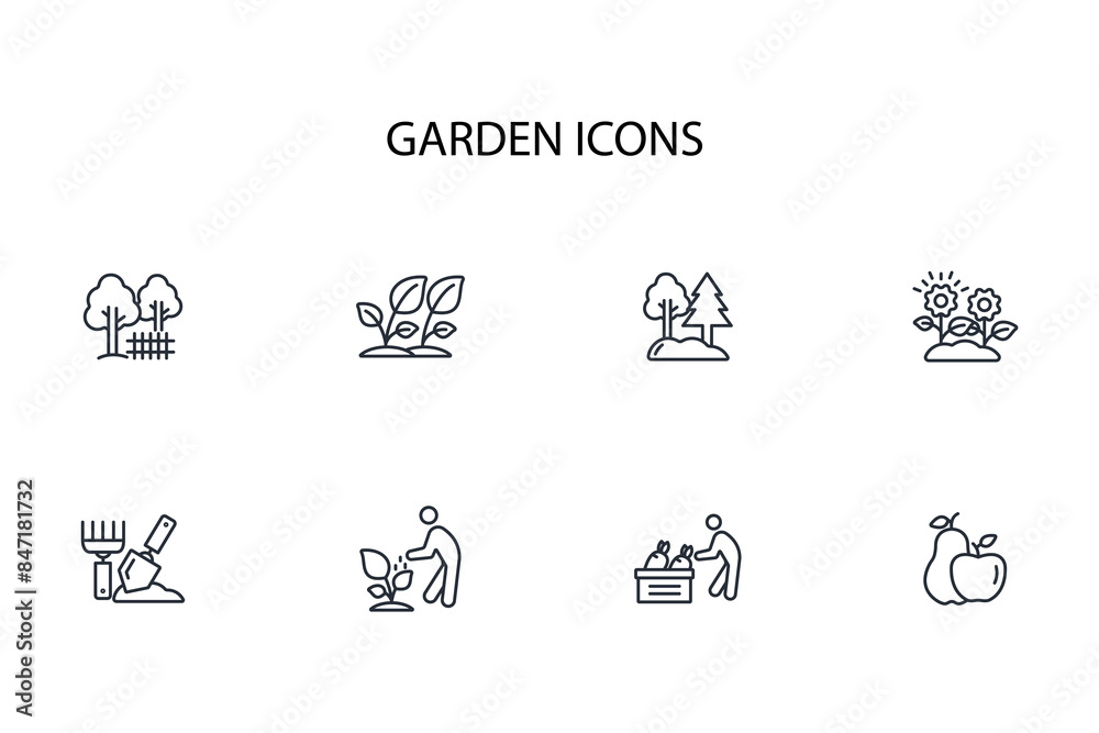 garden icon set.vector.Editable stroke.linear style sign for use web design,logo.Symbol illustration. garden icon set.vector.Editable stroke.linear style sign for use web design,logo.Symbol illustration.