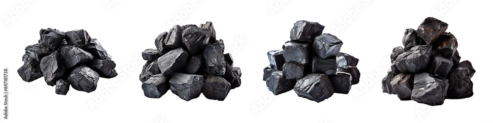 Collection set of coal isolated on transparent background Collection set of coal isolated on transparent background