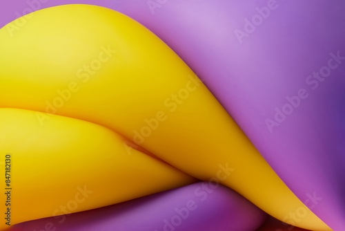 Yellow and purple shapes deforming and colliding with each other