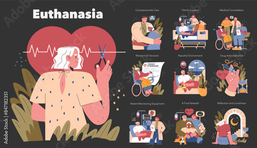 Euthanasia. Flat Vector Illustration