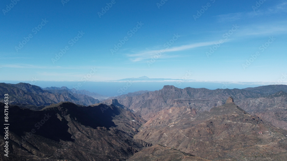 Roque Nublo peak from drone view Roque Nublo peak from drone view
