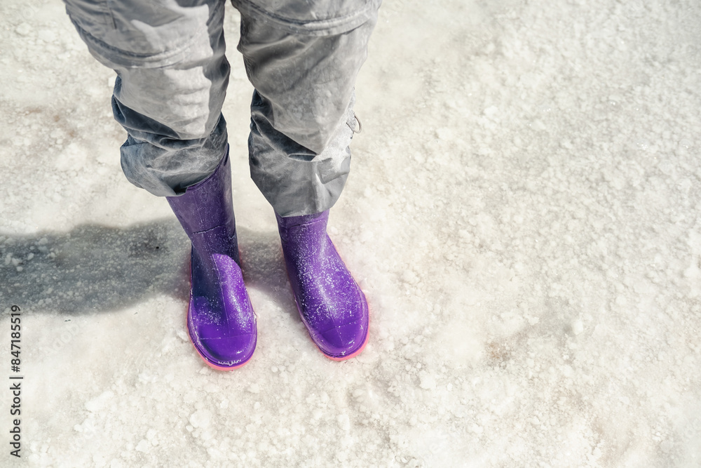 Purple rubber Boots: Woman's Feet Ready for Adventure Purple rubber Boots: Woman's Feet Ready for Adventure