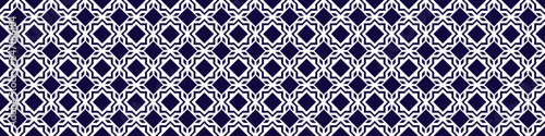 Islamic vector seamless pattern. Repeated arab background. Islam decorative template banner. Geometric backdrop in eastern style for textile and fabric prints and designs, arabic holidays decoration