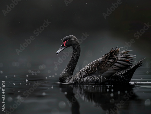 Majestic Black Swan: Elegance, Calm, Symbolism in Finance, Rare Event and Unpredictable Phenomena