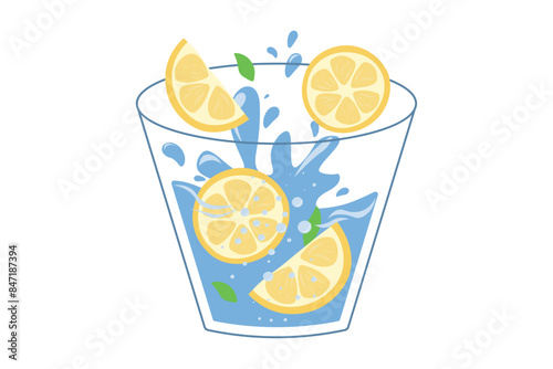 Water with lemon. Cooling drink