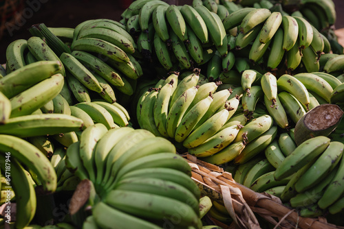 Green Bananas in a Market photo