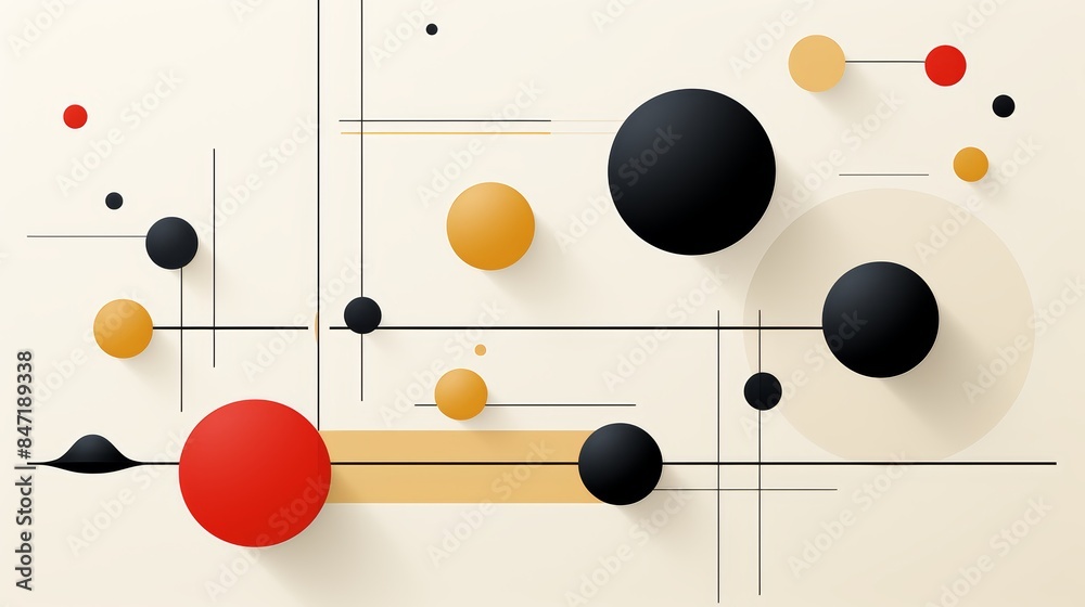 Various graphic design elements drifting on a neutral background, creating an eclectic composition Various graphic design elements drifting on a neutral background, creating an eclectic composition
