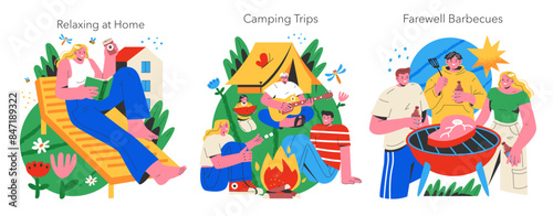 Final Days Summer Vacation. Flat Vector Illustration