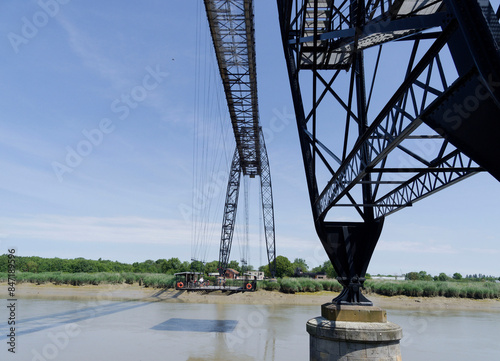 Martrou Transporter Bridge 'Pont Transbordeur' A gondola, suspended from a trolley running on rails, travels back and forth between Echillais and Rochefort
