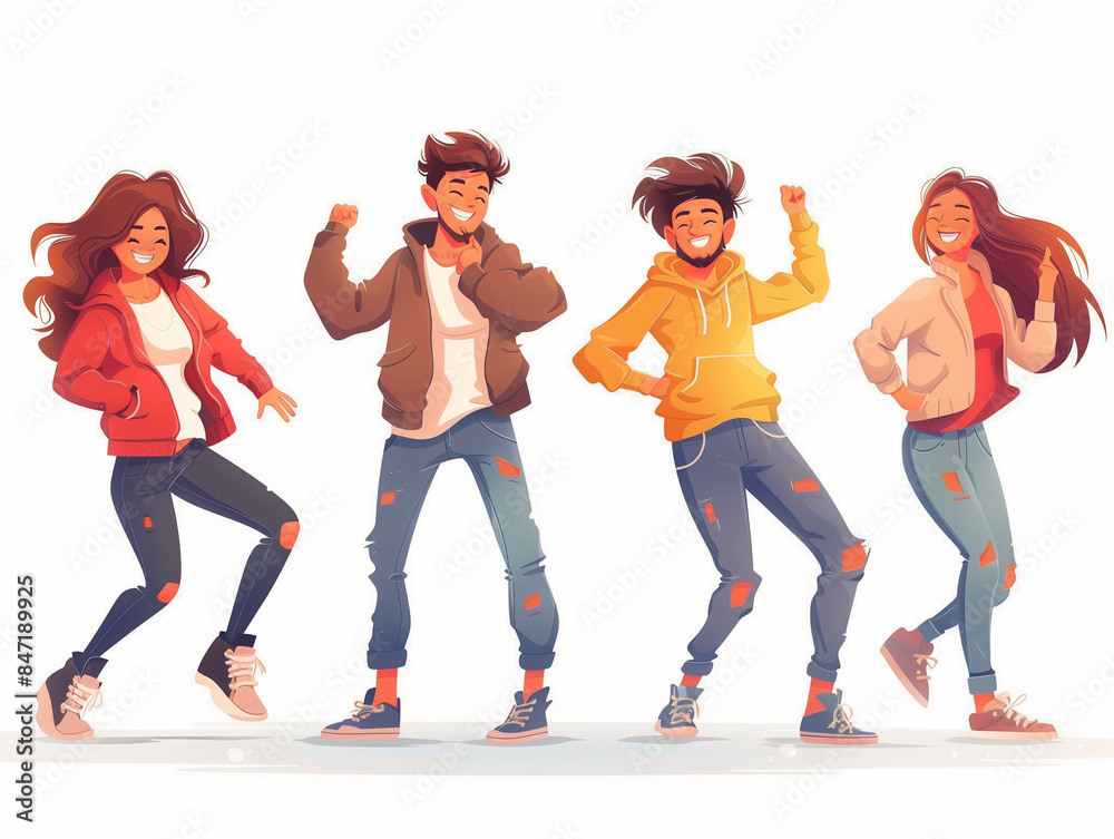 Obraz premium Cartoon people dancing