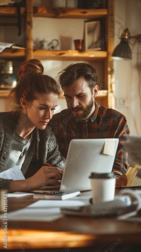 A man and a woman looking at a laptop A man and a woman looking at a laptop