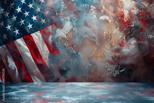 American flag colors and fireworks mockup background with copy space. Perfect for 4th of July Independence Day celebrations and patriotic events, with copy space