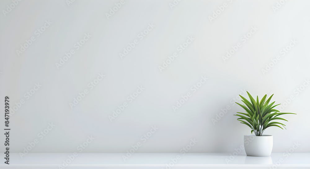 A small green plant in a white pot on a table with a clean white background, ideal for minimalist decor, lifestyle, and home or office design, with copy space