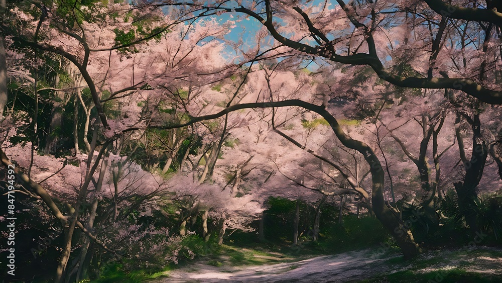 Naklejka premium Blossoms of tiny sakura flowering of nature