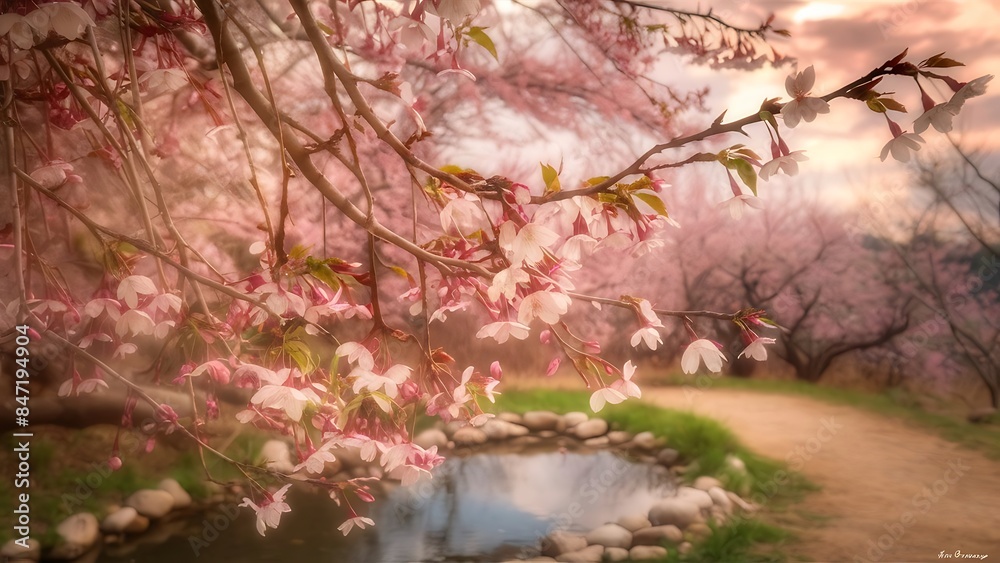 Blossoms of tiny sakura flowering of nature Blossoms of tiny sakura flowering of nature