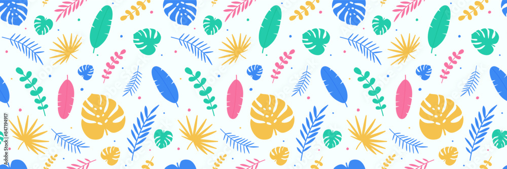 Tropical leaves concept. Summer seamless texture. Vector illustration Tropical leaves concept. Summer seamless texture. Vector illustration
