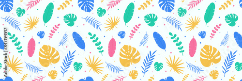 Tropical leaves concept. Summer seamless texture. Vector illustration