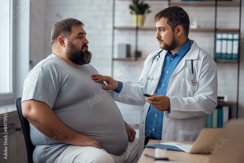 Doctor explaining medical test results to overweight patient